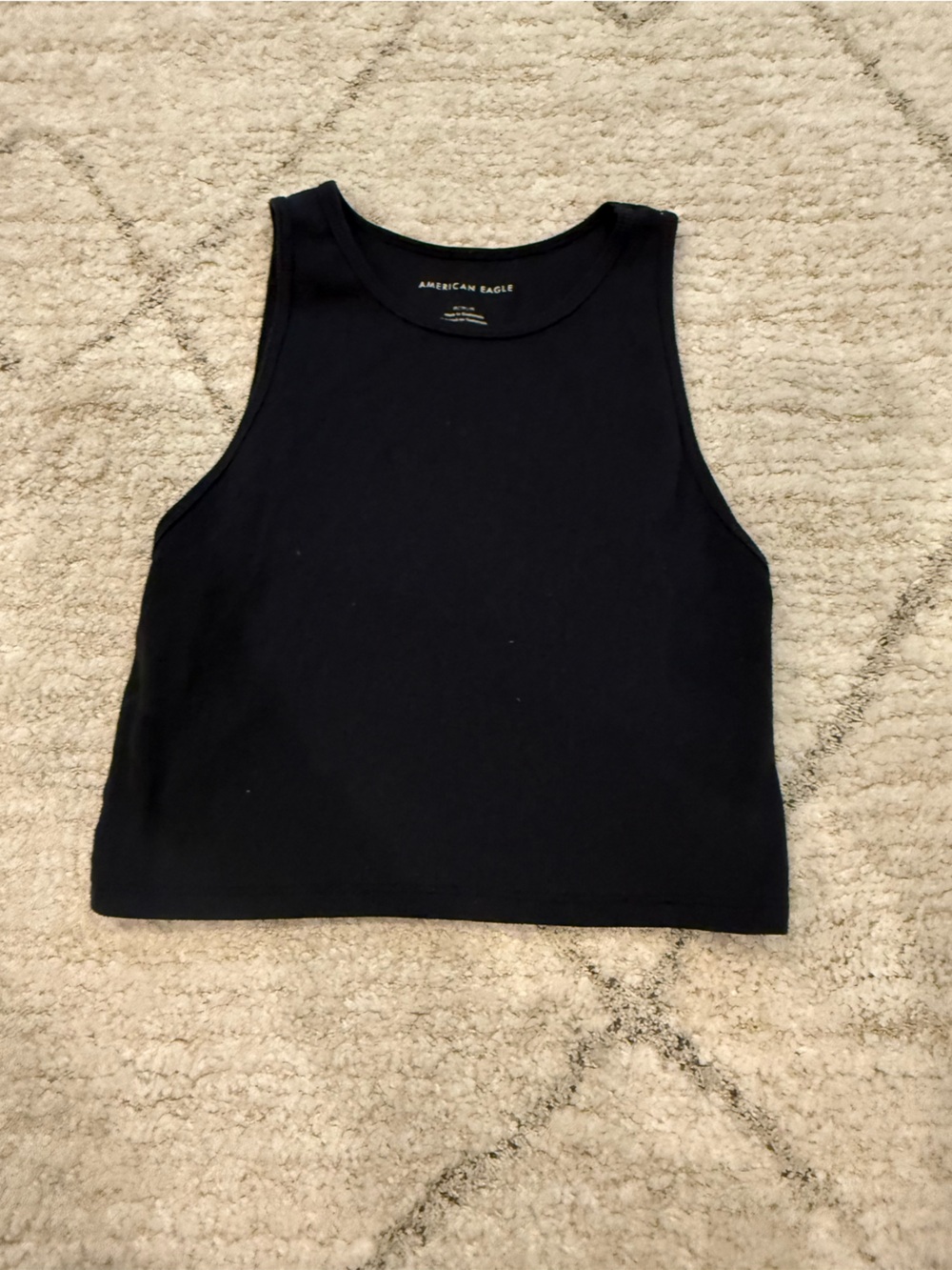 American Eagle Outfitters Women Black Ribbed Tank Top Size Medium